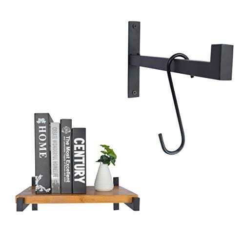 Ovov 2 Pcs Steel Heavy Duty Shelf Brackets Wall Mounted Industrial Metal Shelf Supports Matte - Image 3