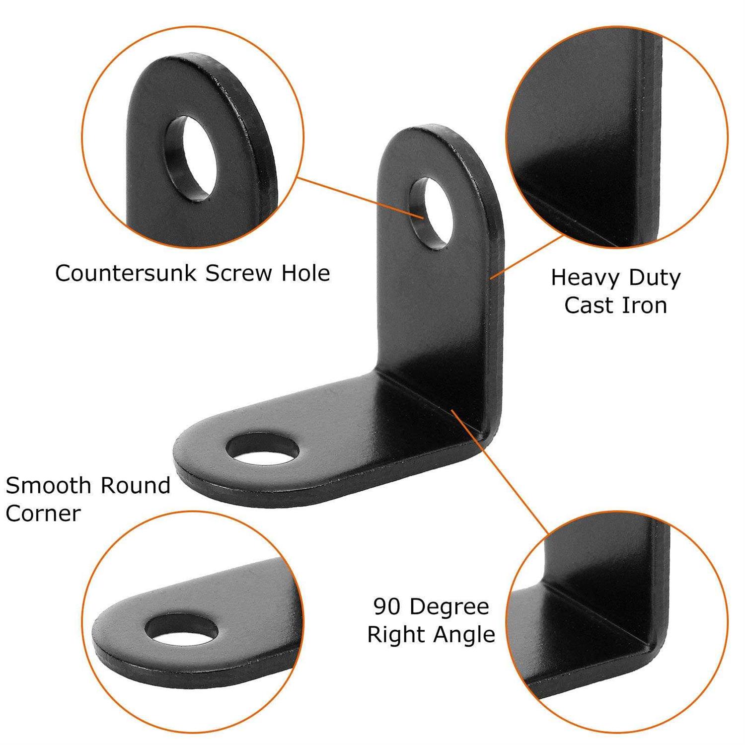 50 PCS Black Corner Brace 1x1 Inch Heavy Duty L Shaped Bracket Cast Iron Corner Bracket - Image 3