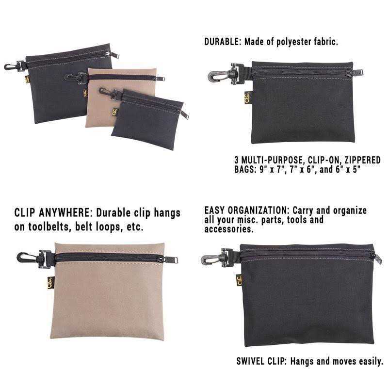 CLC Custom Leathercraft 1100 Multi-Purpose Clip-on Zippered Poly Bags - Image 3