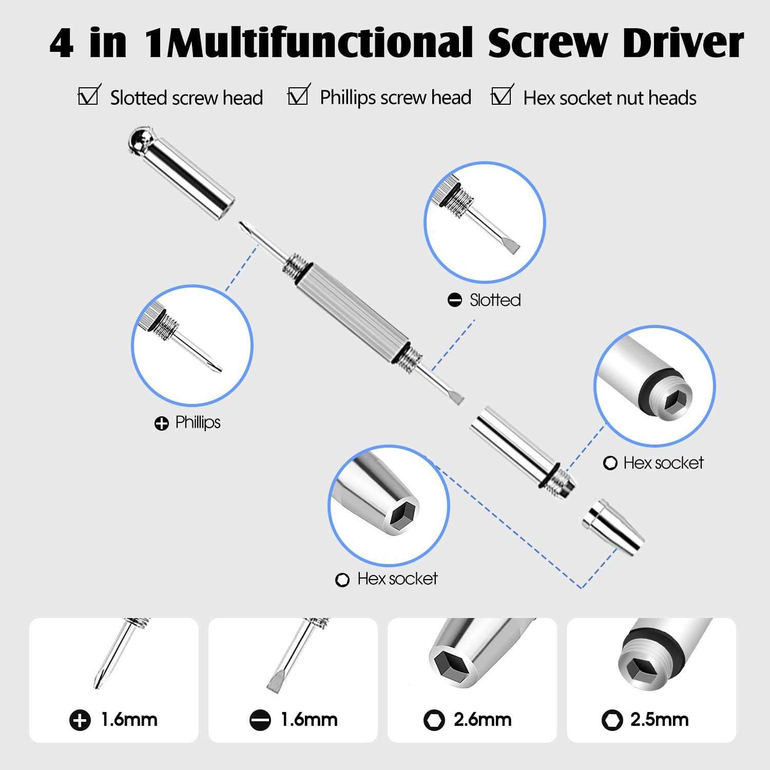Kingsdun Eyeglass Repair Kit with 1100pcs Eyeglass Screws & Nose Pads Include 6pcs Phillips Flat Head Screwdriver Set & Curved Tip Tweezer - Image 2