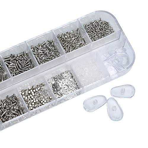 Kingsdun Eyeglass Repair Kit with 1100pcs Eyeglass Screws & Nose Pads Include 6pcs Phillips Flat Head Screwdriver Set & Curved Tip Tweezer - Image 4