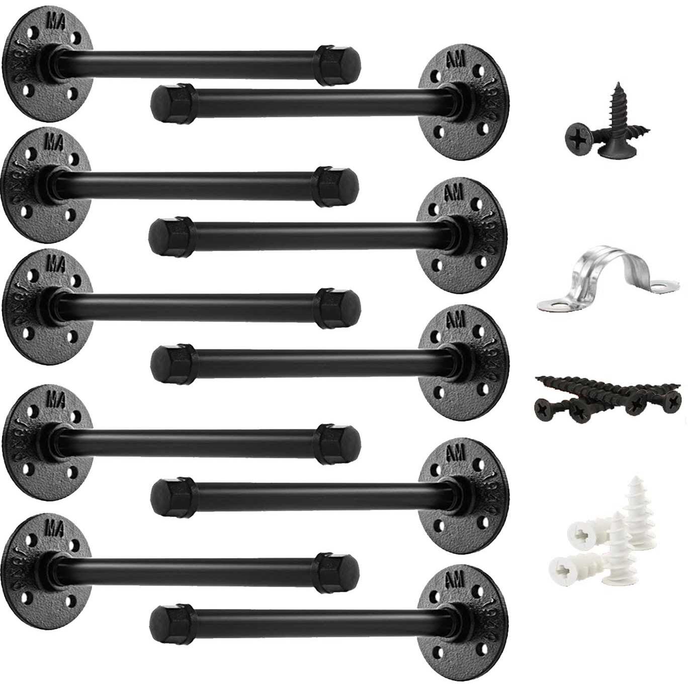 LASIDO Pipe Bracket Industrial Pipe Shelf Bracket for Wood Floating Shelf Vintage Look