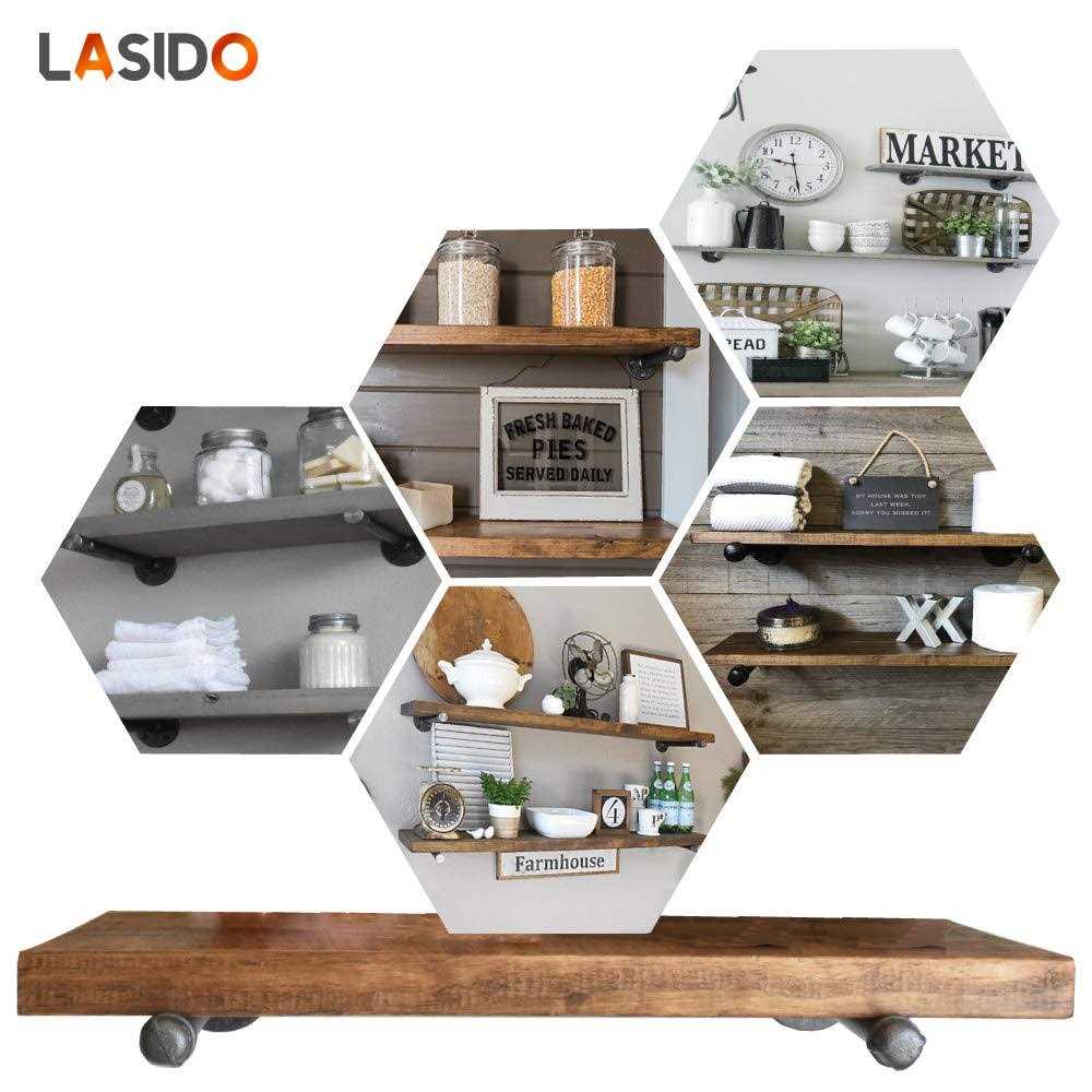 LASIDO Pipe Bracket Industrial Pipe Shelf Bracket for Wood Floating Shelf Vintage Look - Image 2