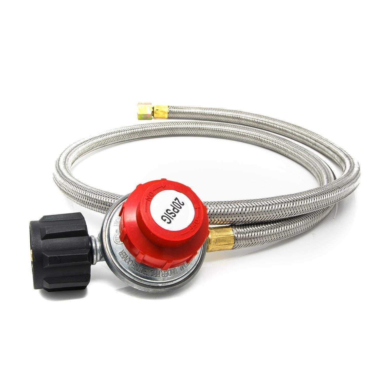 Gasone 2113+50105 4 ft Regulator and Propane Brass Orifice Steel Braided Hose - Image 4