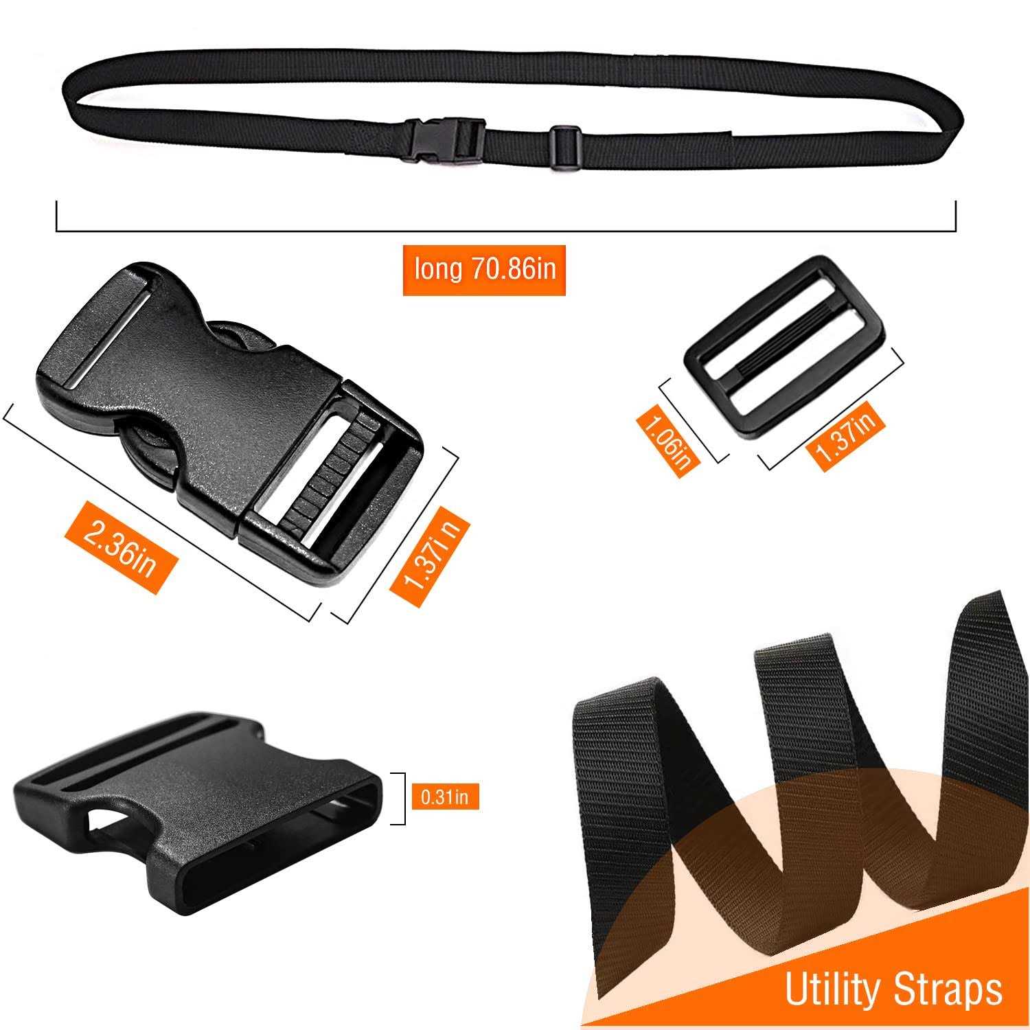 Gutezeiten Premium Utility Straps with Quick Release Buckle Adjustable Short Nylon Tie Down Straps for Backpack Lashings Camping Gear Sleeping Bag - Image 5