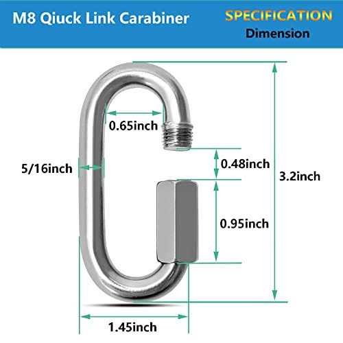 EVANCENT 50Pcs Quick Links 1/4” Chain Links Connector 620lbs Capacity Heavy Duty Carabiner Clips - Image 3