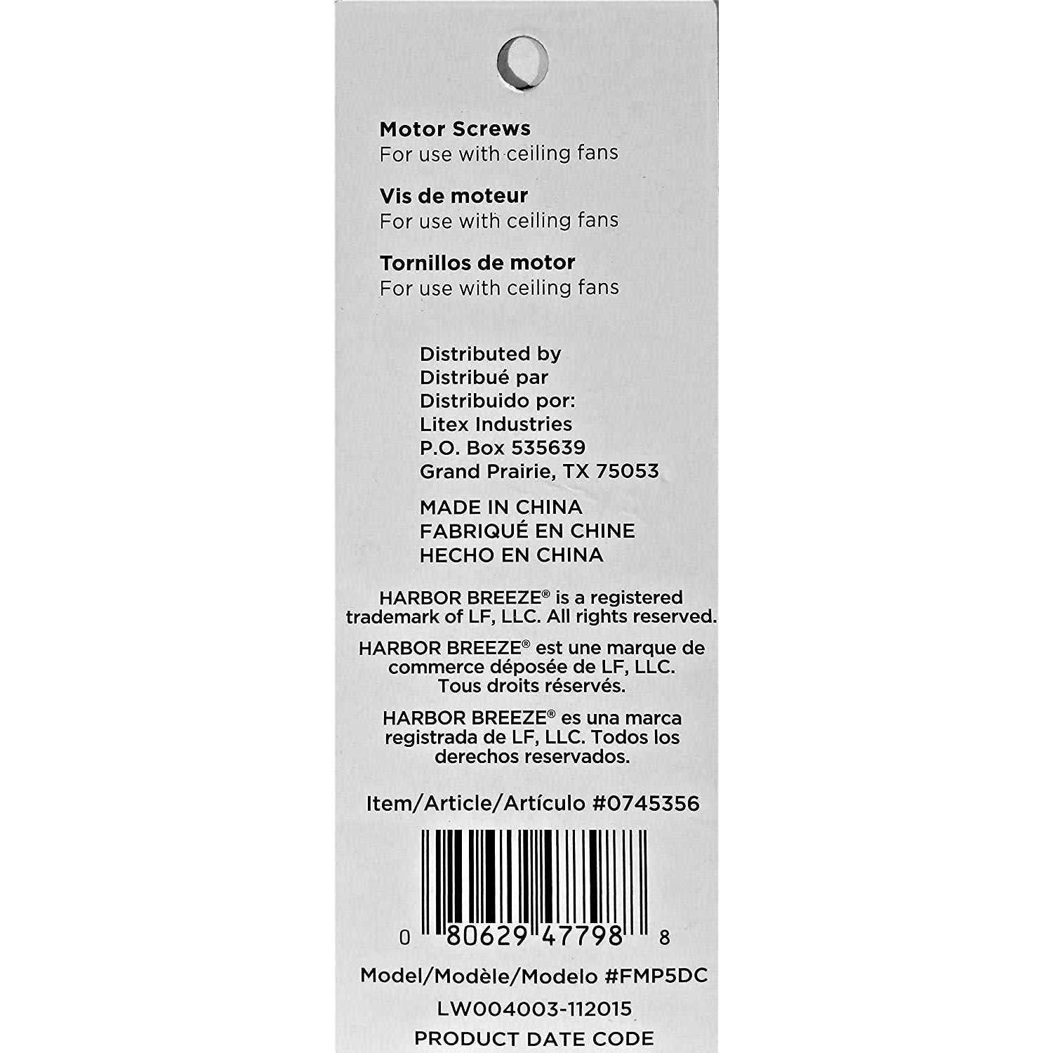 Harbor Breeze Ceiling Fan motor Screws FMP5DC - Image 5