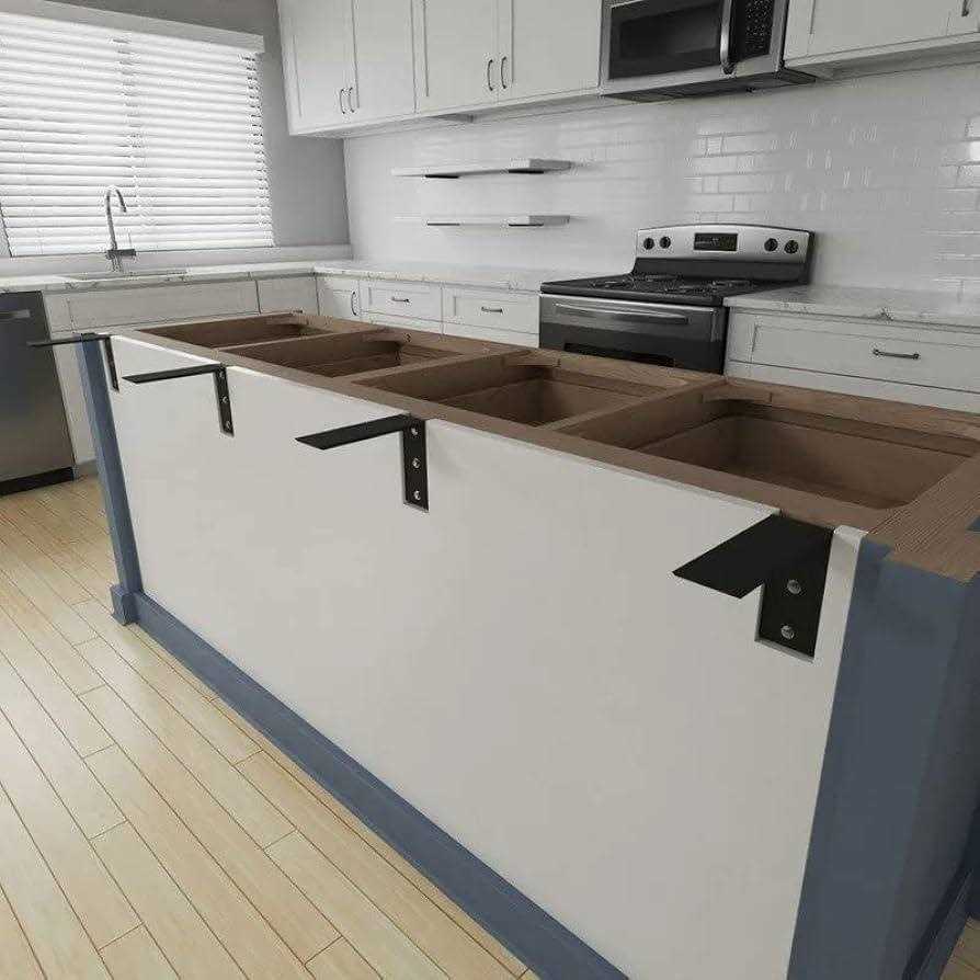 Countertop Support Bracket 4 Pack Heavy Duty Granite Countertop Bracket 6 x 2 1/2 Shelf L Bracket Mantel Corbels for Quartz/Granite - Image 3