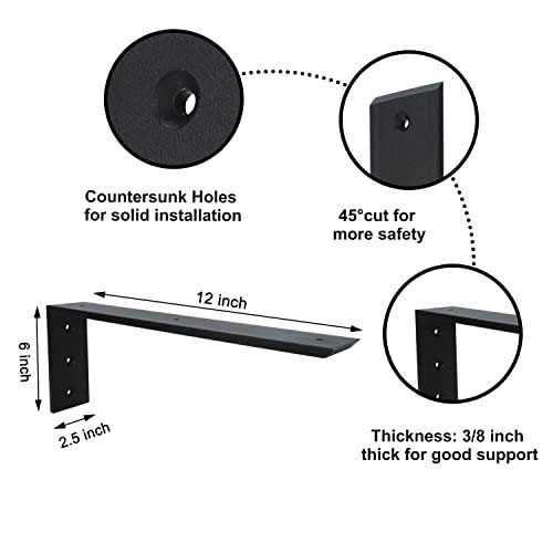 Countertop Support Bracket 4 Pack Heavy Duty Granite Countertop Bracket 6 x 2 1/2 Shelf L Bracket Mantel Corbels for Quartz/Granite - Image 4
