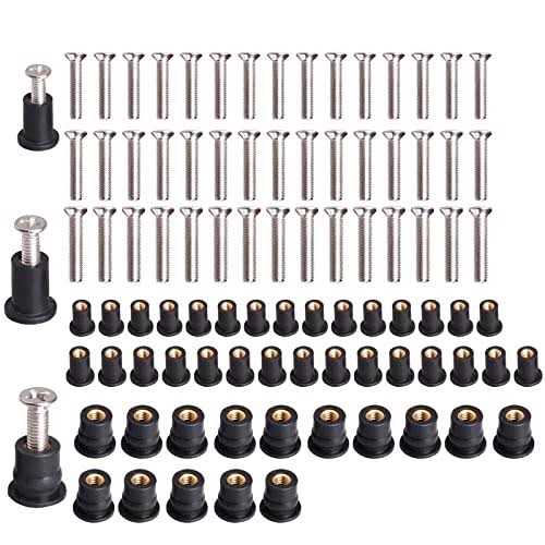 WEDAMER 45 Pairs M4 M5 M6 Neoprene Well Nuts with Stainless Steel Screw M5 Rubber Well Nuts Kayak Brass Copper Bolts Well Nut Kit for Kayak - Image 3