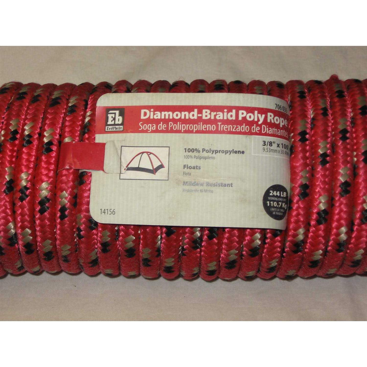 Everbilt 3/8 in. x 50 ft. Assorted Colors Diamond Braid Polypropylene Rope - Image 3