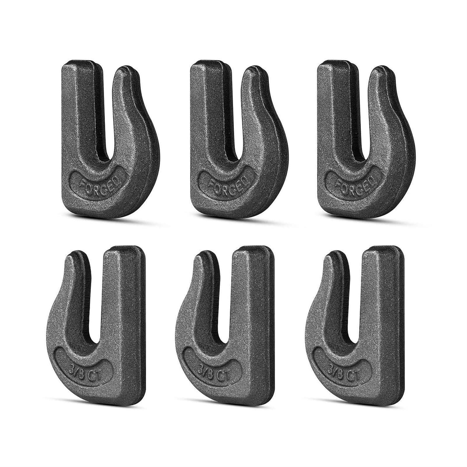 High-PQ 6Pack 3/8'' Weld-On Forged Clevis Grab Chain Hooks Heavy Duty Forged Grade 70 Grade Utility Hook Weldable for Trailer Truck
