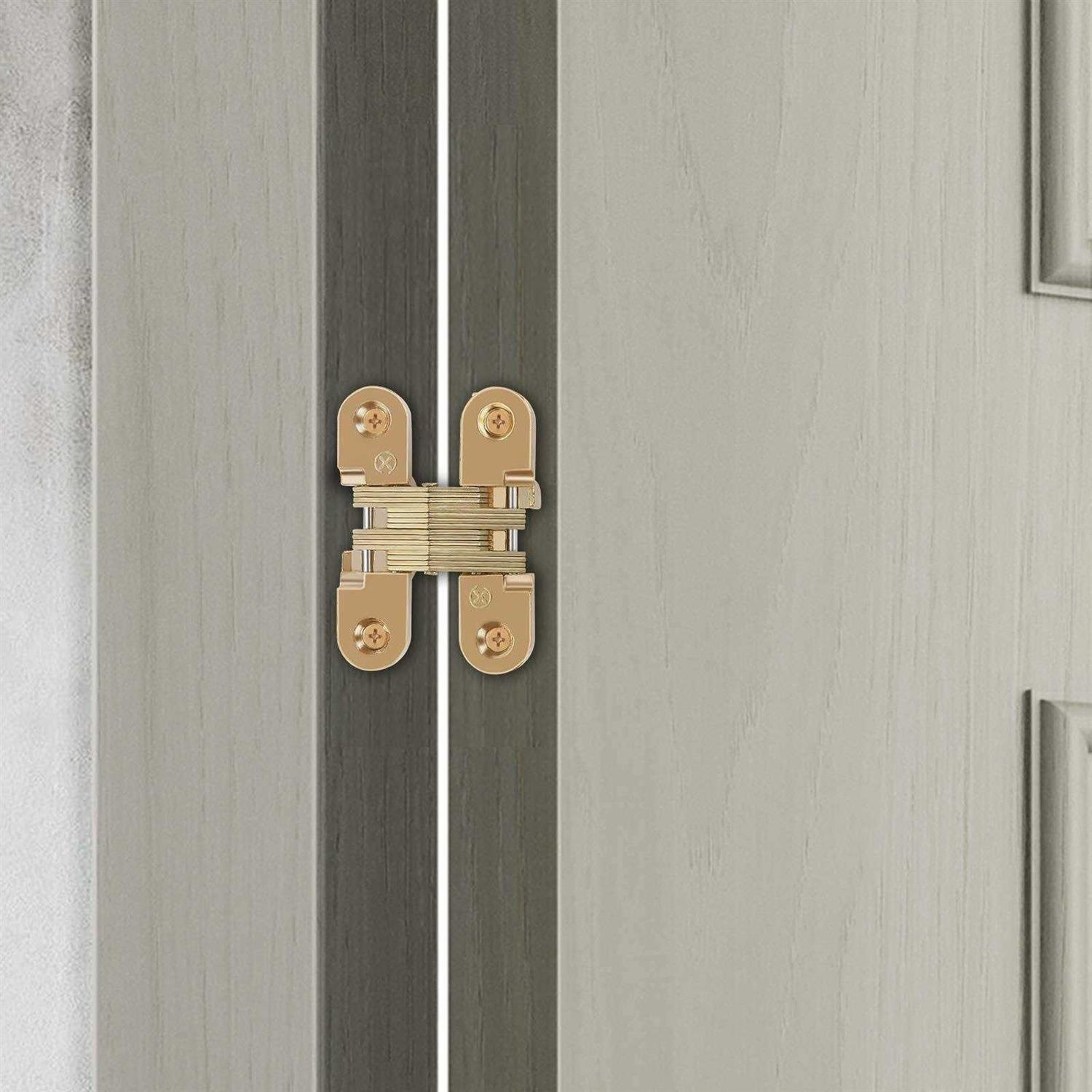 Golden Hidden Door Hinges 4 Pack Concealed Cross Hinge Invisible 180 Degree Swing Invisible Hinge for Cabinets - Image 4
