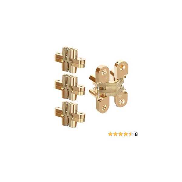 Golden Hidden Door Hinges 4 Pack Concealed Cross Hinge Invisible 180 Degree Swing Invisible Hinge for Cabinets - Image 5