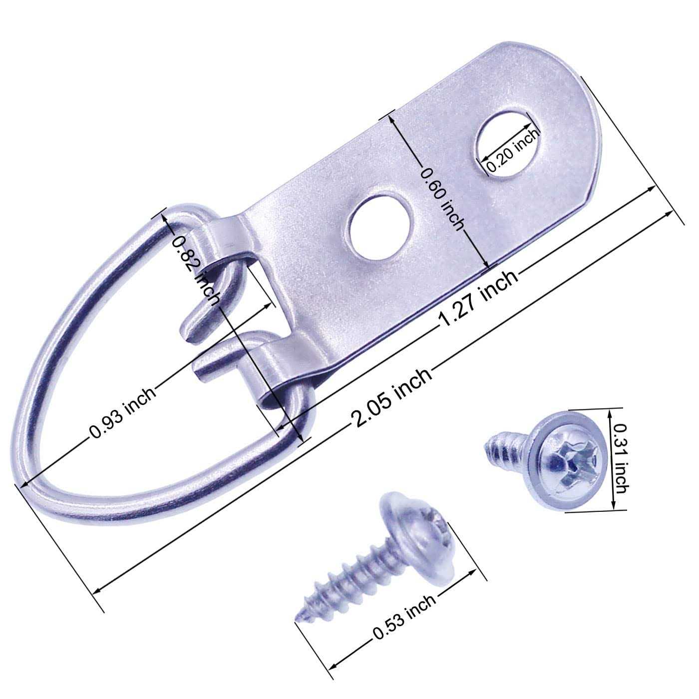 Heavy Duty D-Ring Picture Hangers with Screws Large Wide D Ring Picture Hanging Hardware - Image 3