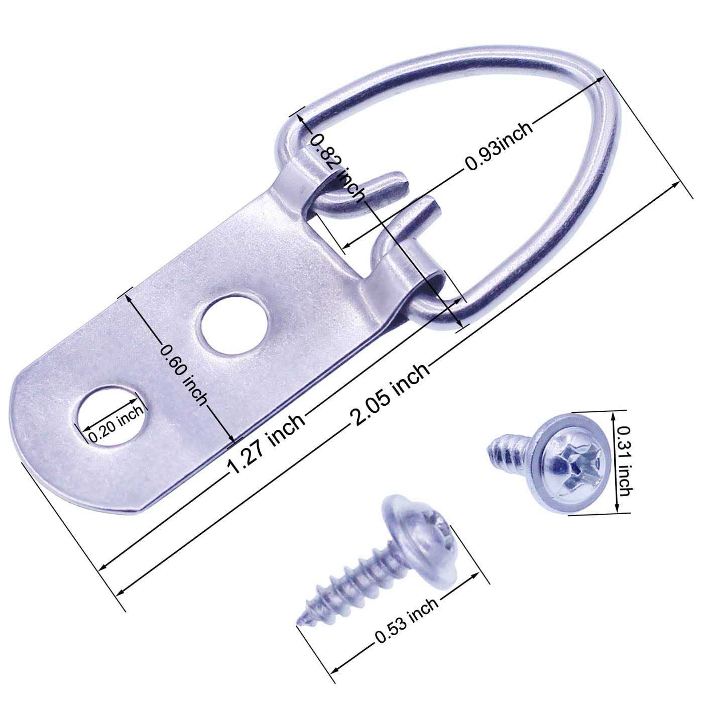 Heavy Duty D-Ring Picture Hangers with Screws Large Wide D Ring Picture Hanging Hardware - Image 3