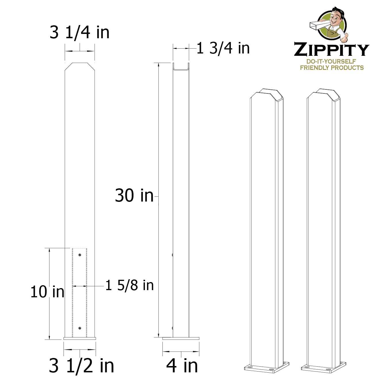 Zippity Outdoor Products ZP19011 Galvanized Steel Surface Mount for Vinyl Posts - Image 5
