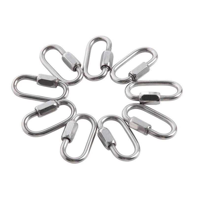 HOME MASTER HARDWARE 1/8 inch Stainless Steel D Shape Quick Link Chain Links Locking Carabiner Connector Keychain Ring Buckle 10 Pack - Image 2