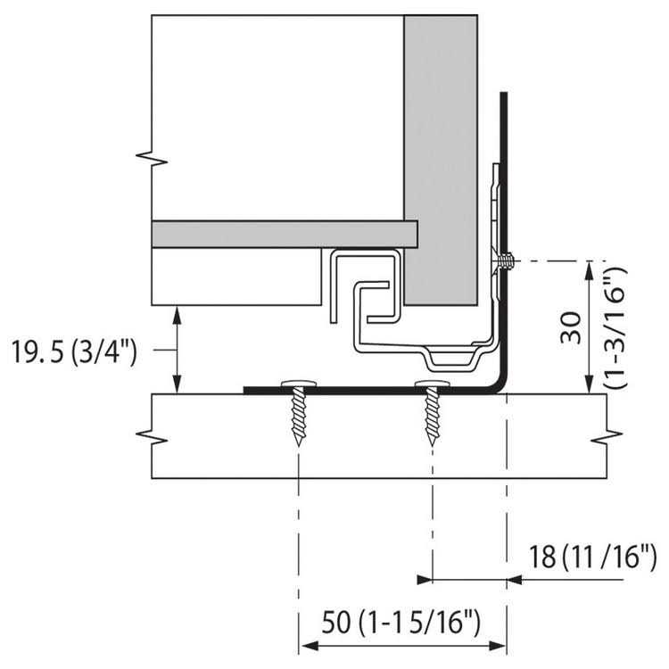 Blum 295.4000 Tandem Series Rear Mounting Bracket for Face Frame Cabinets - Image 3