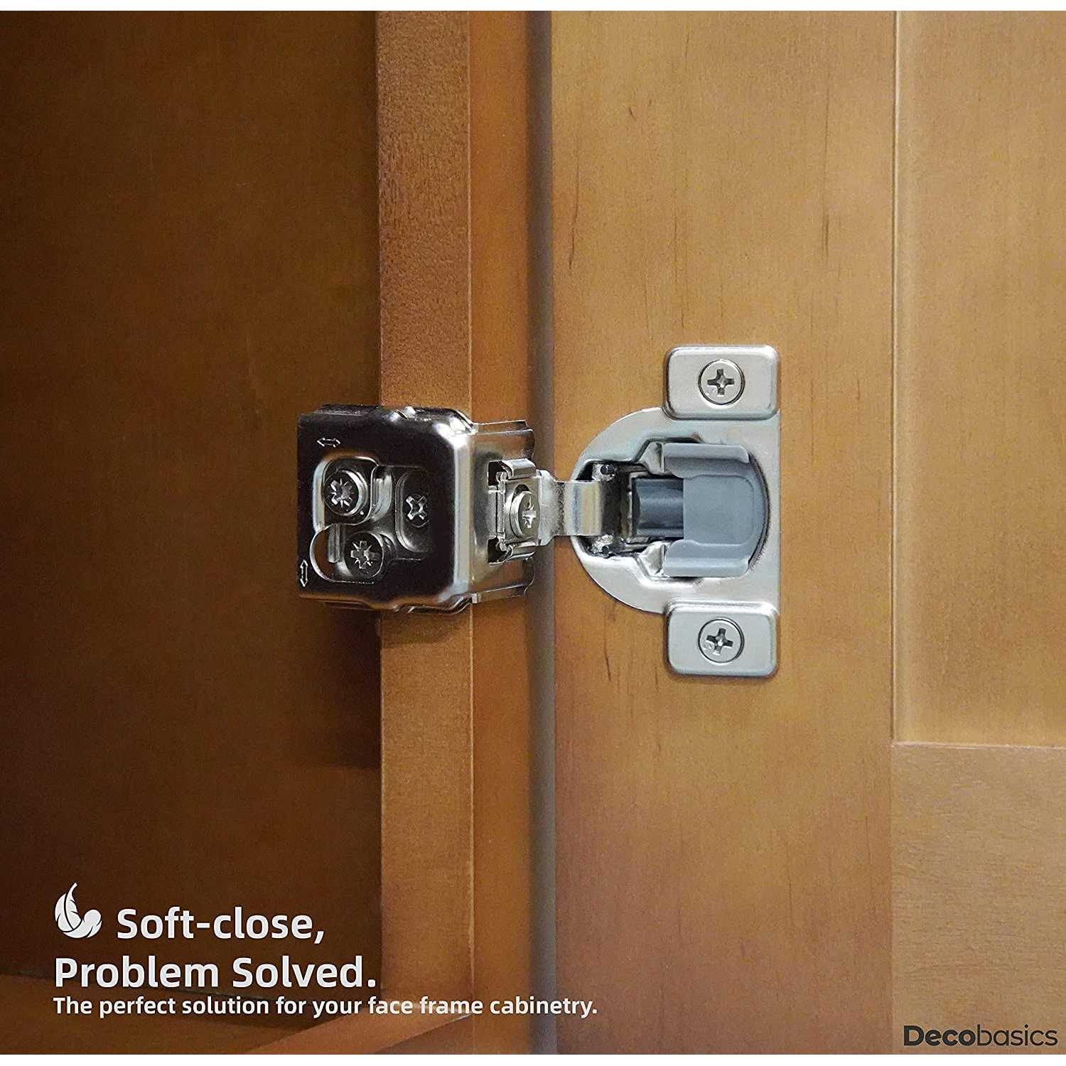 DecoBasics 1/2 inch Overlay Soft Close Cabinet Hinges for Kitchen Cabinets Door -Concealed Self Closing Face Frame Cabinet Hinges Brushed - Image 5