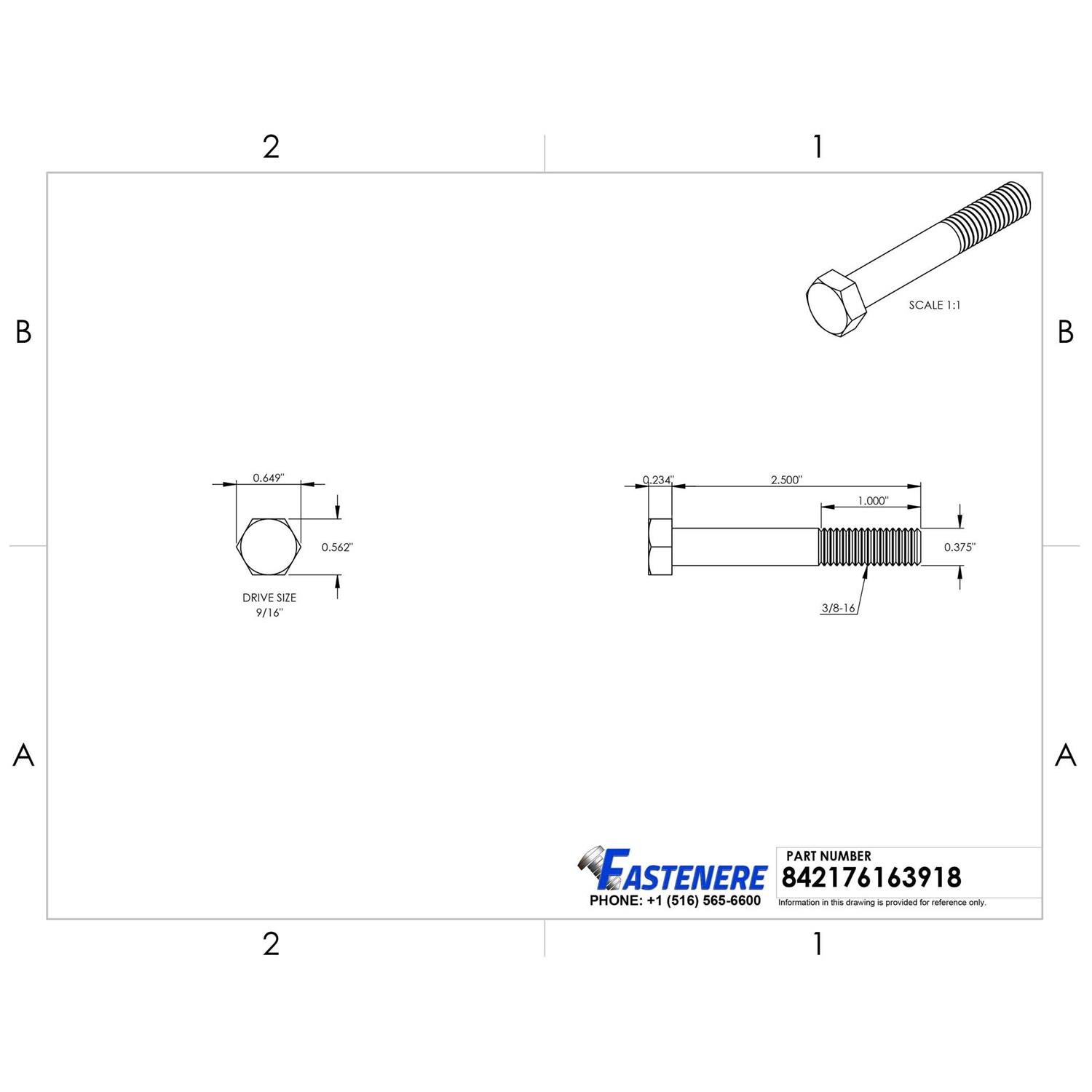 Fastenere.com Hex Cap Screws Partially Threaded Stainless Steel 18-8 Qty 5 - Image 5