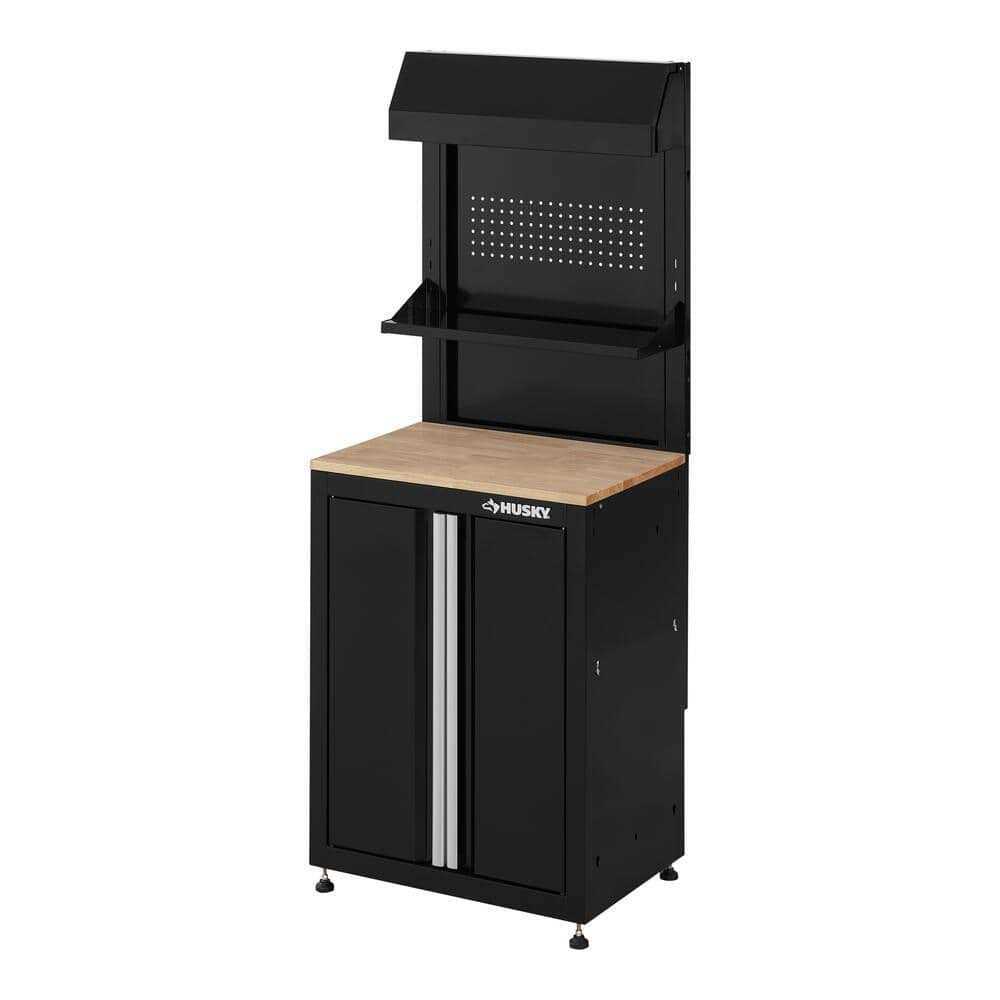 Husky 3-Piece Ready-to-Assemble Steel Garage Workstation in Black