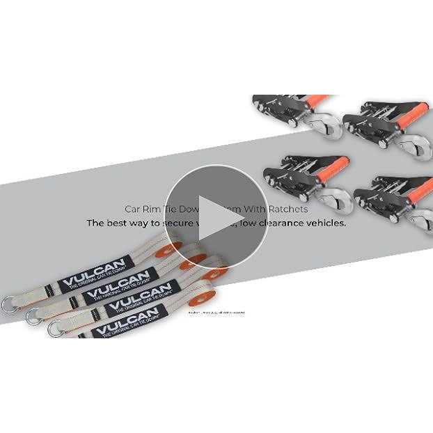 VULCAN Car Rim Tie Downs with Ratchets 2 Inch x 144 Inch - Image 5