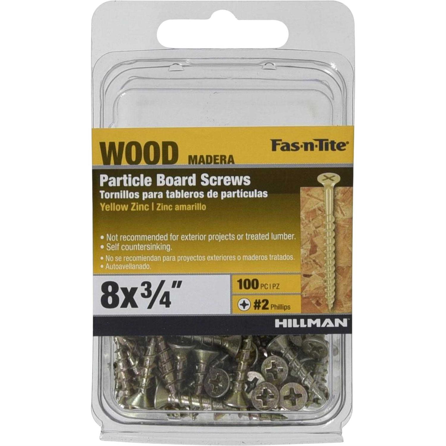 Hillman #8 x 3/4-in Yellow Zinc Particle Board Screws Interior Wood Screws