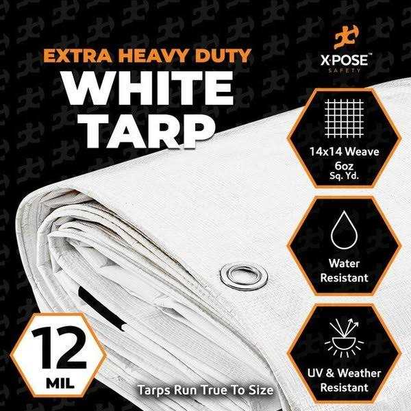 Xpose Safety WHD Heavy Duty White Poly Tarp Protect - Image 5