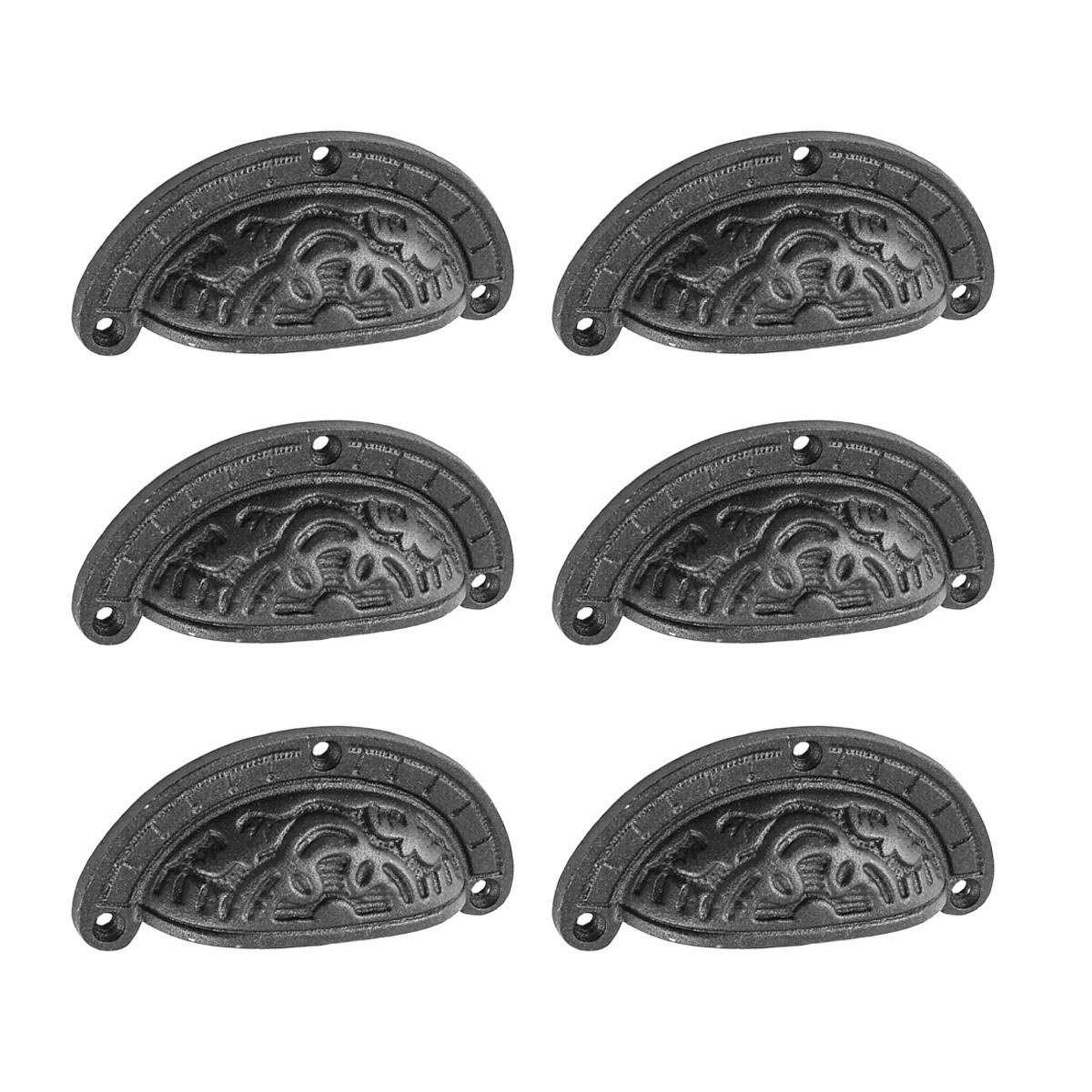 Renovators Supply Black Cabinet Drawer Cup Bin Pull Wrought Iron 4 W x 2 H Pack of 6 25682 - Image 3