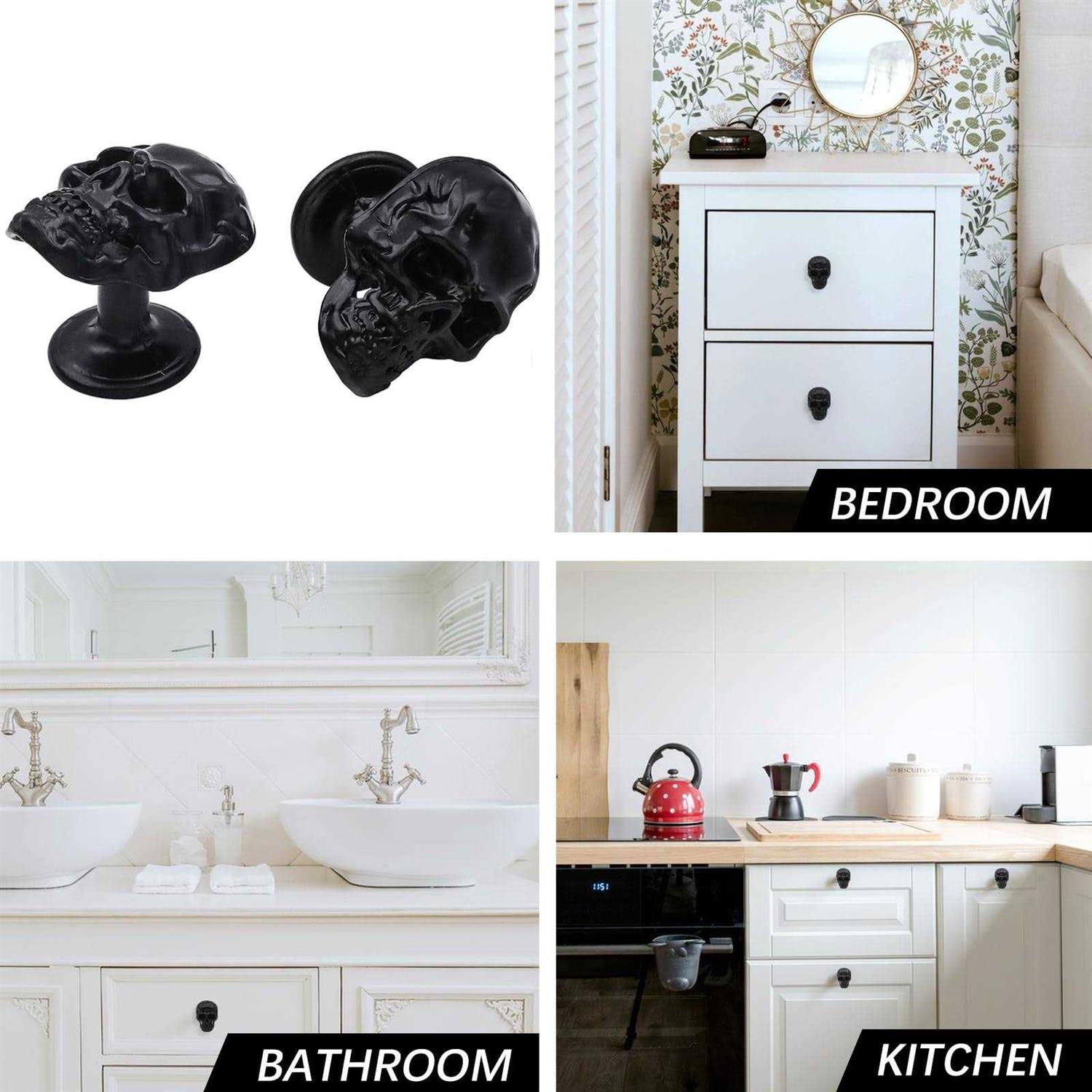 MUMIAO 6 Pack Skull Skeleton Drawer Knobs Vintage Single Hole Cabinets Pulls for Drawer Wardrobes Bookcases Dresser Closets Hardware Furniture - Image 4
