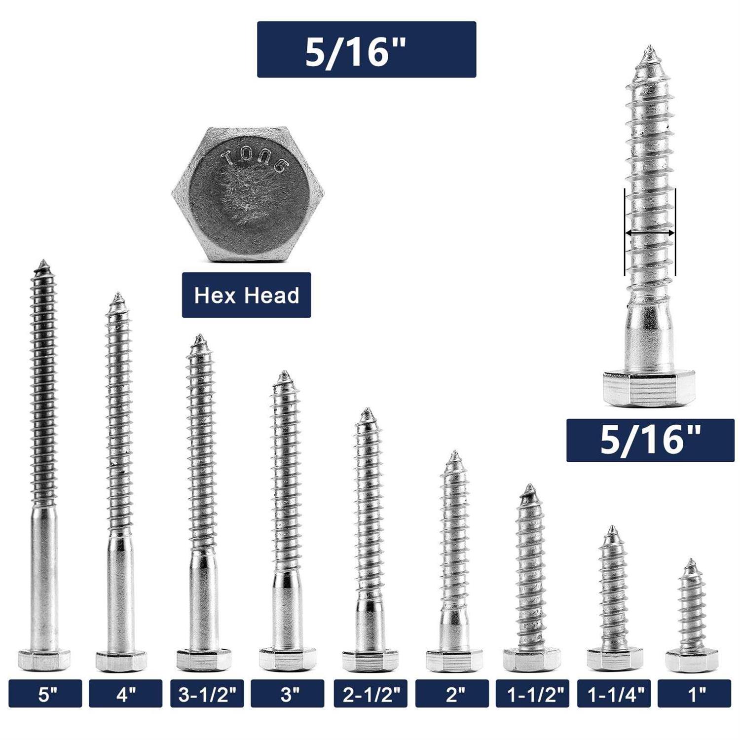 SG TZH Hex Head Lag Screws Bolts 20Pcs 304 Stainless Steel 18-8 - Image 4