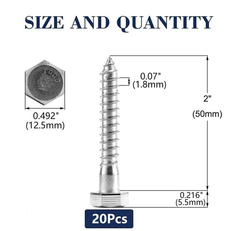 SG TZH Hex Head Lag Screws Bolts 20Pcs 304 Stainless Steel 18-8 - Image 4