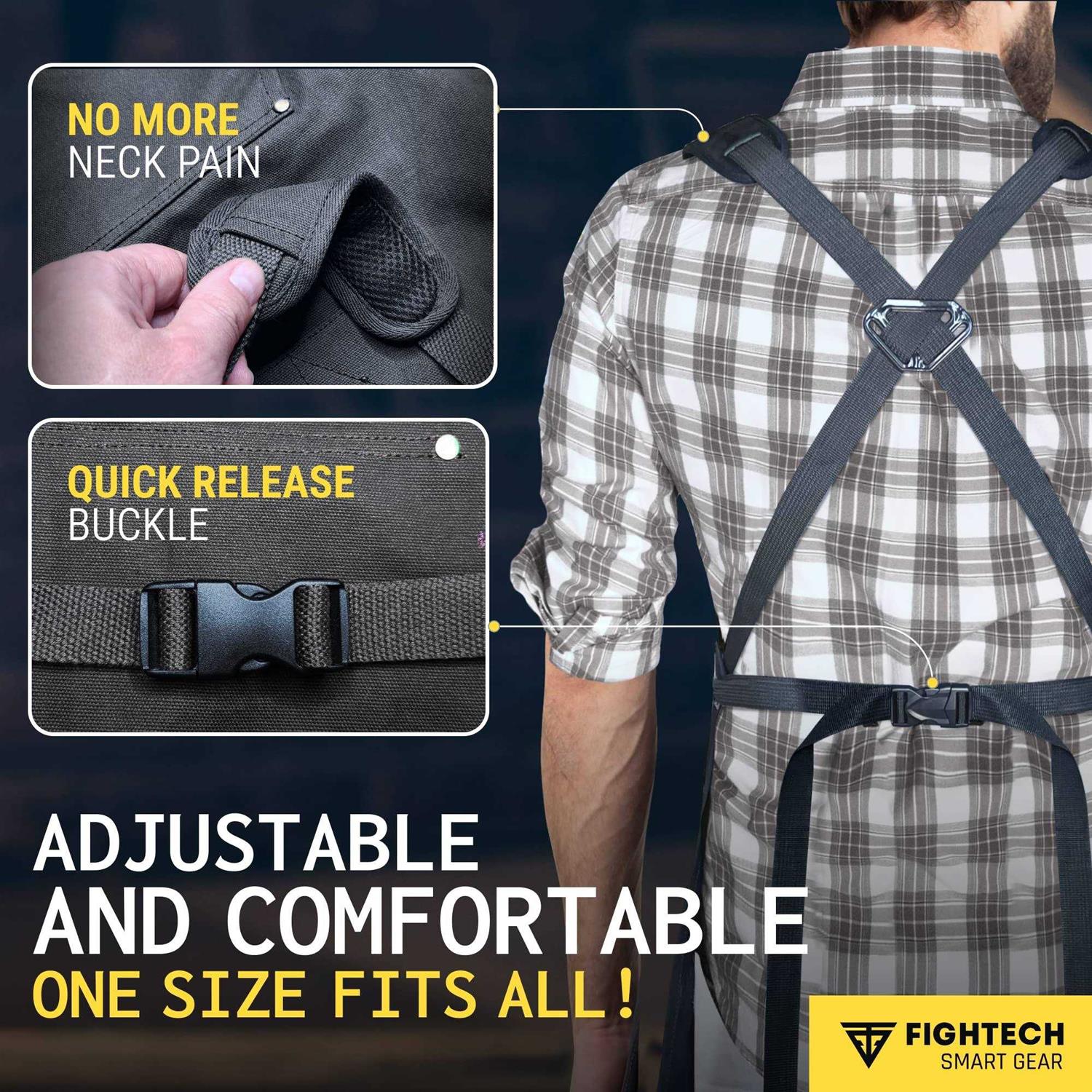 FIGHTECH Waxed Canvas Apron with Tool Pockets Work Apron w Kevlar Stitching - Image 5