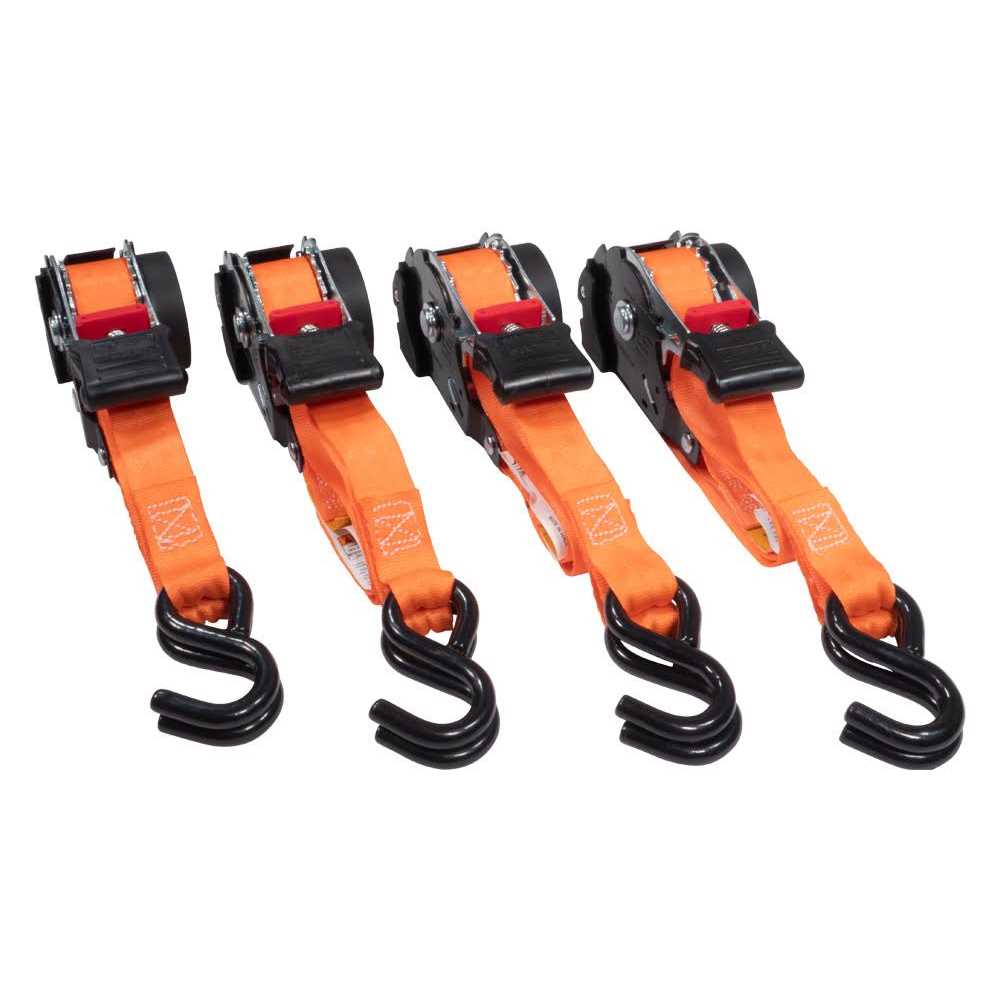Mytee Products Auto Retract NO-RATCHETING Ratchet Straps Retractable Ratchet Straps w/Coated S Hook Tiedowns
