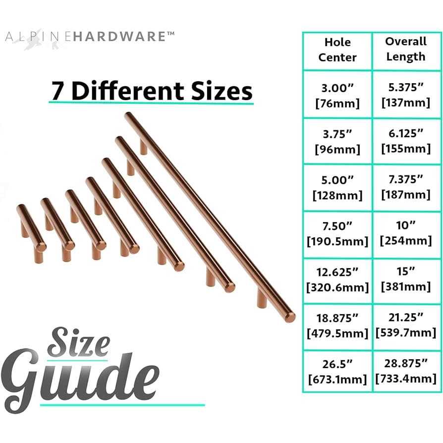 Alpine Hardware Premium Solid Euro Style Bar Handle Hole Center Length Heavy Stainless Steel Handle - Image 4