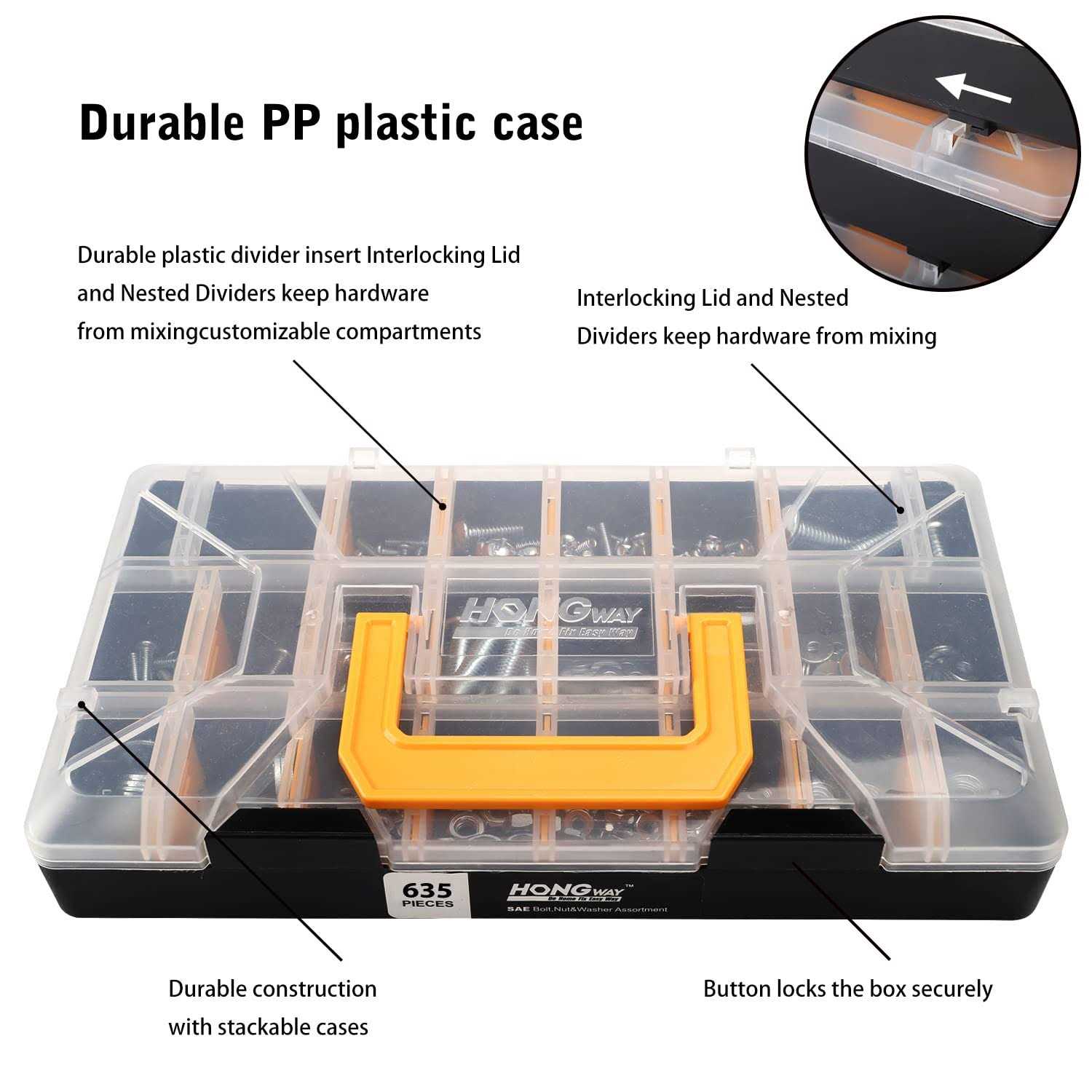 Hardware Assortment Kit with 64 Sizes of Bolts, Nuts, and Washers from Hongway - Image 3
