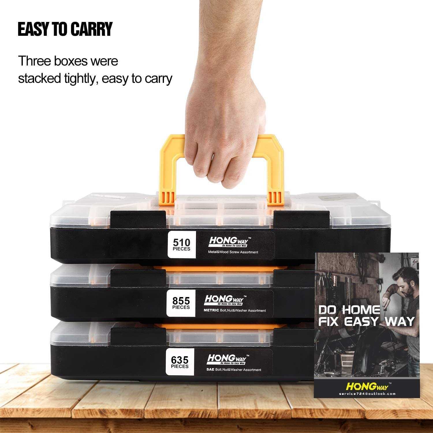 Hardware Assortment Kit with 64 Sizes of Bolts, Nuts, and Washers from Hongway - Image 4