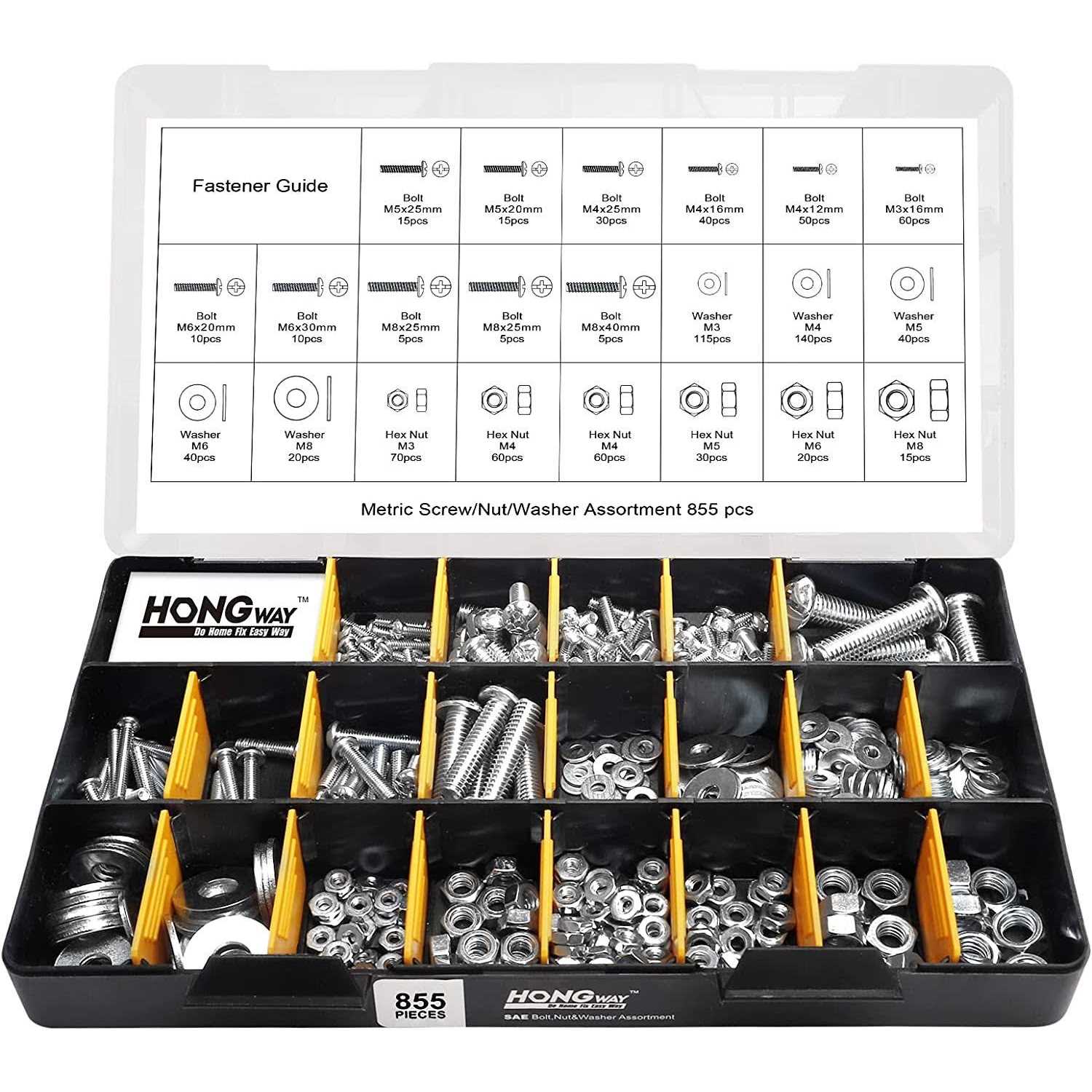 Hardware Assortment Kit with 64 Sizes of Bolts, Nuts, and Washers from Hongway - Image 5