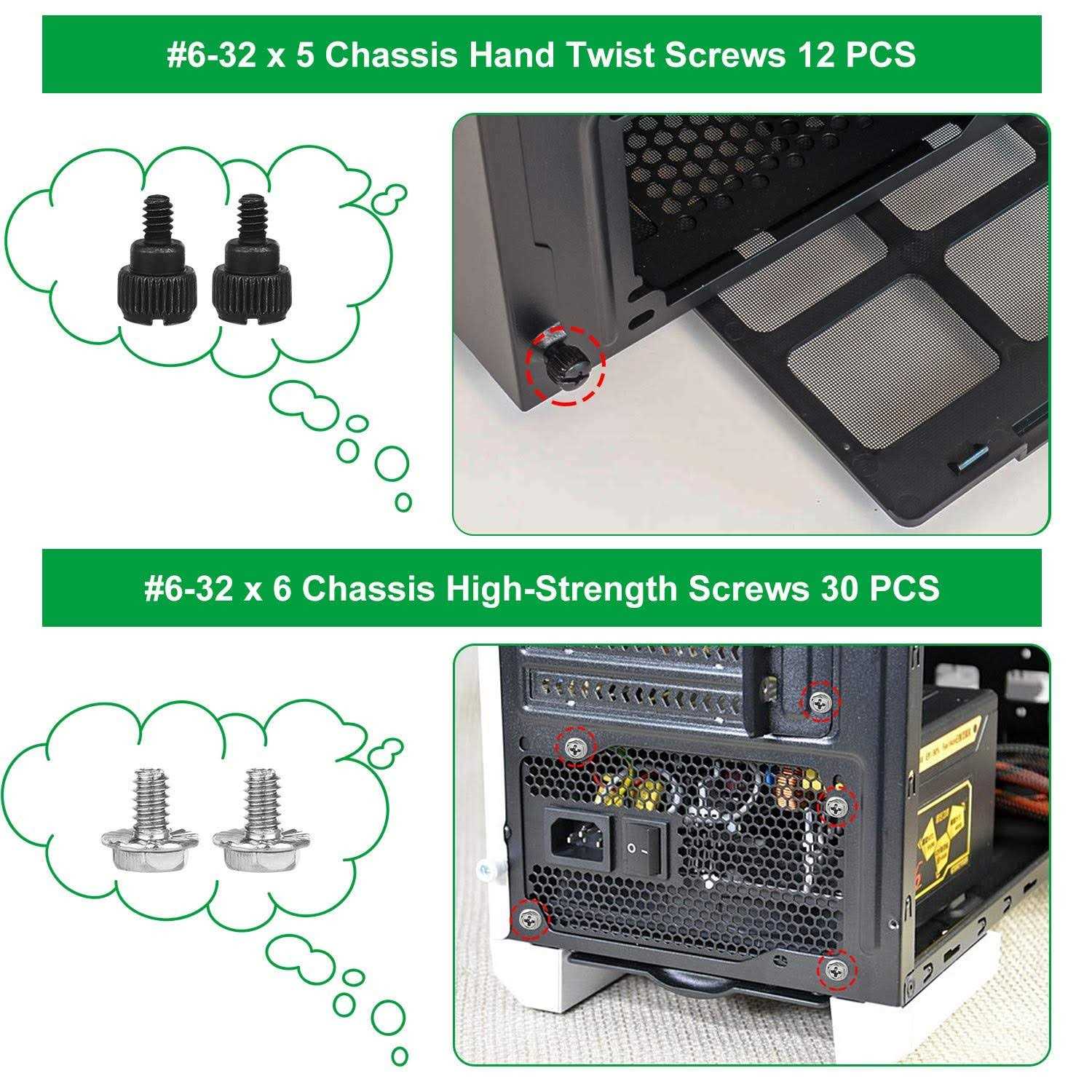 LuKaiSen Computer Screws Standoffs Kit 350pcs Motherboard Screws/SSD Screw 6-32 Male to M3 Female Standoffs for 2.5‘' SSD Hard Drive Fan Power Graphics - Image 2