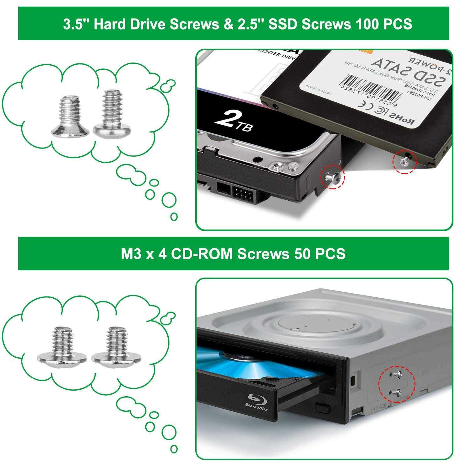 LuKaiSen Computer Screws Standoffs Kit 350pcs Motherboard Screws/SSD Screw 6-32 Male to M3 Female Standoffs for 2.5‘' SSD Hard Drive Fan Power Graphics - Image 5