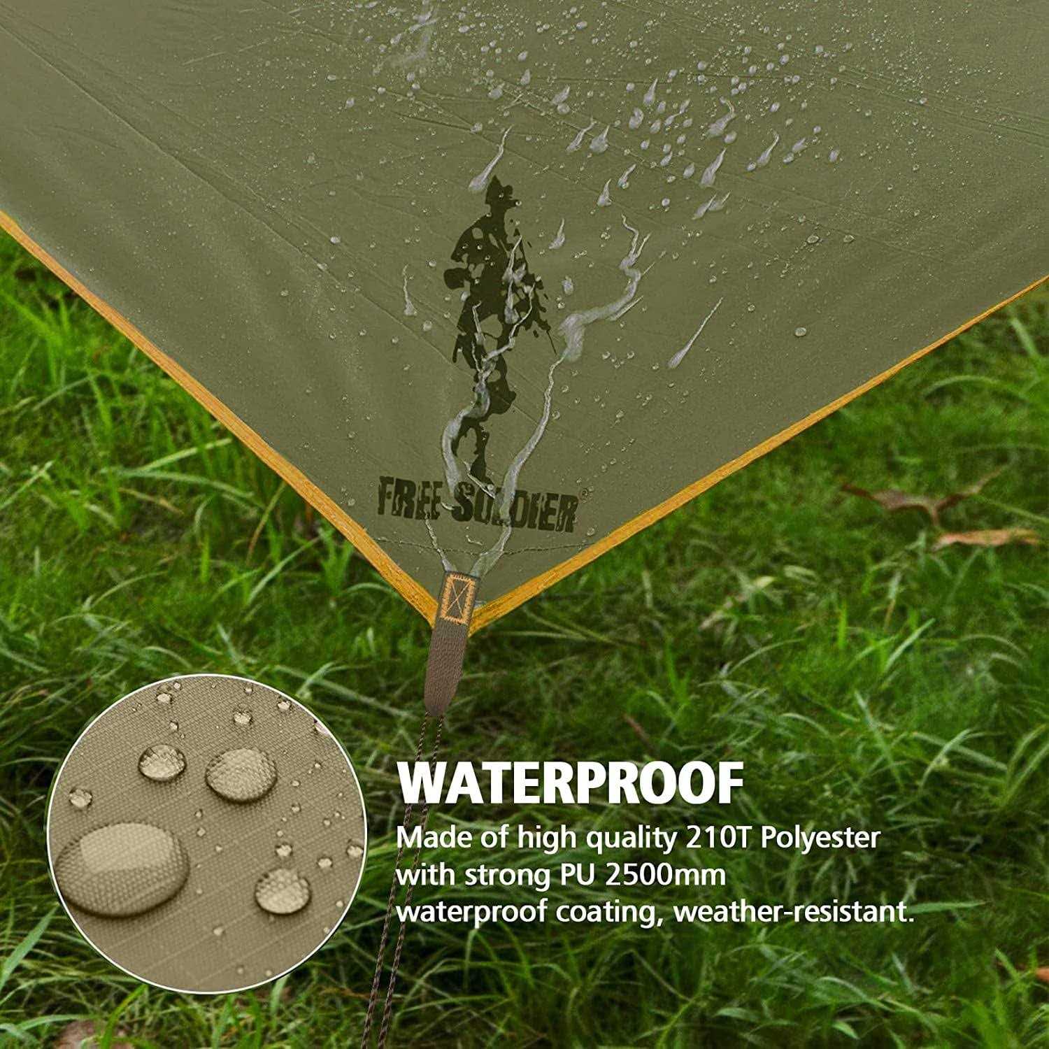 FREE SOLDIER Waterproof Portable Tarp Multifunctional Outdoor Camping Traveling Awning Backpacking Tarp Shelter Rain Tarp - Image 4