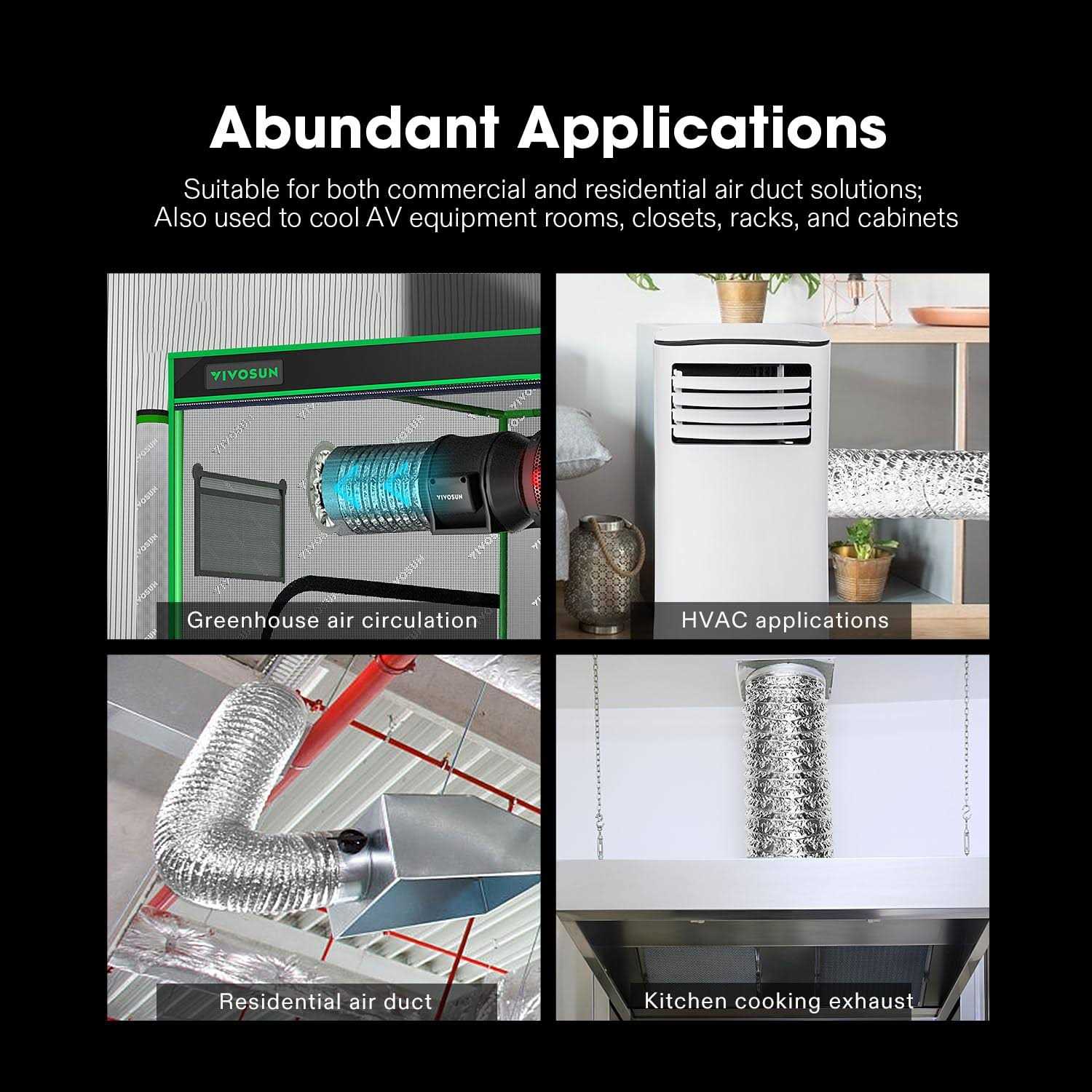 VIVOSUN 8 Feet Non-Insulated Flex Air Aluminum Ducting Dryer Vent Hose for HVAC Ventilation w/Two Stainless Steel Clamps - Image 3