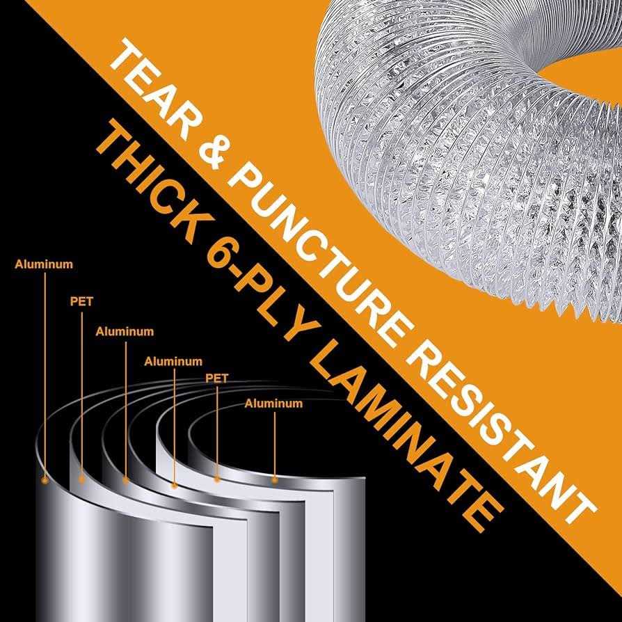 Steelsoft Heavy Duty Dryer Vent Duct Hose 4 inch Extra Thick Aluminum Foil Flexible Kit with Collars,Easy Installation - Image 4