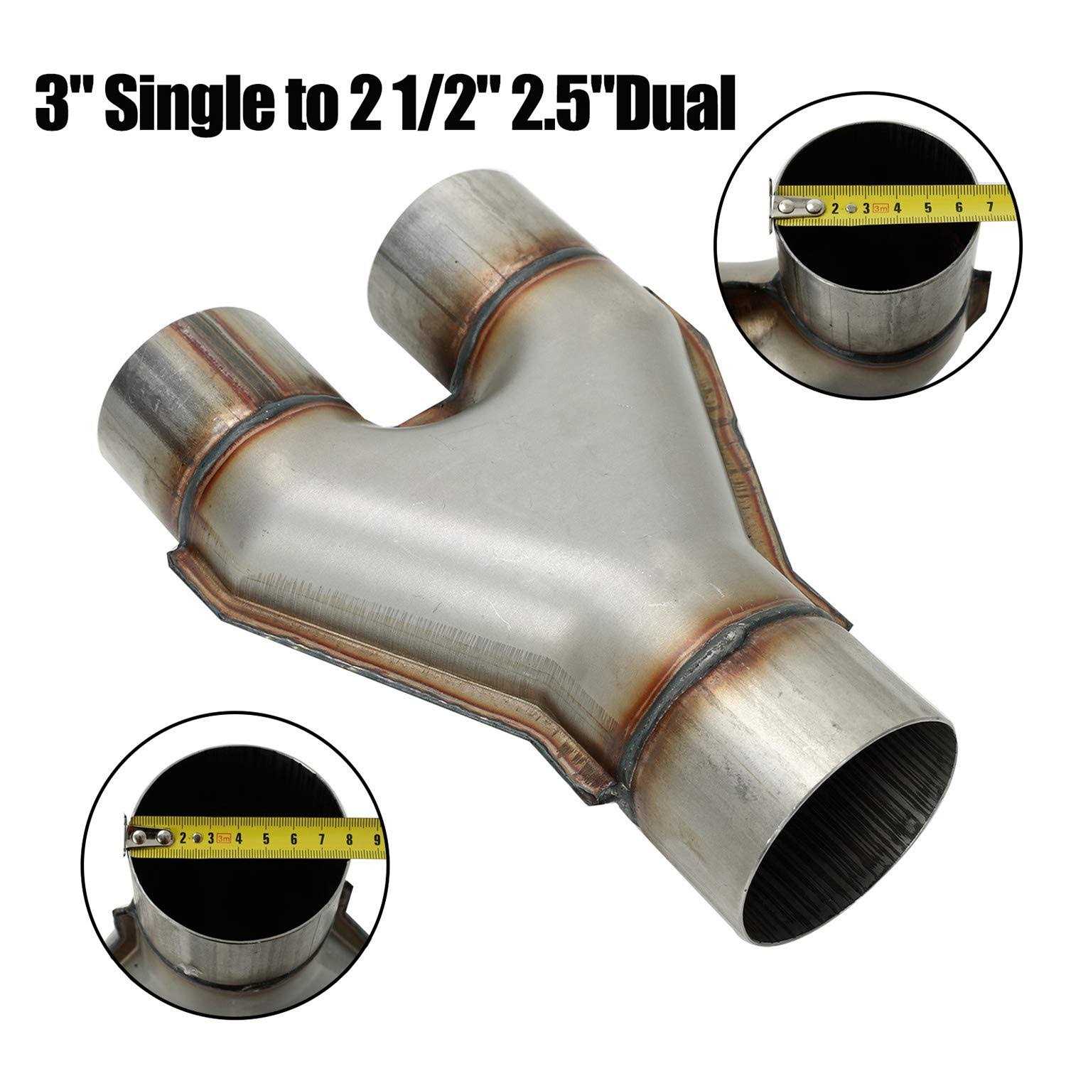 LucaSng T409 Stainless Steel Y Pipe 2.5 Single Dual Exhaust Adapter Connector,Overall Length - Image 3