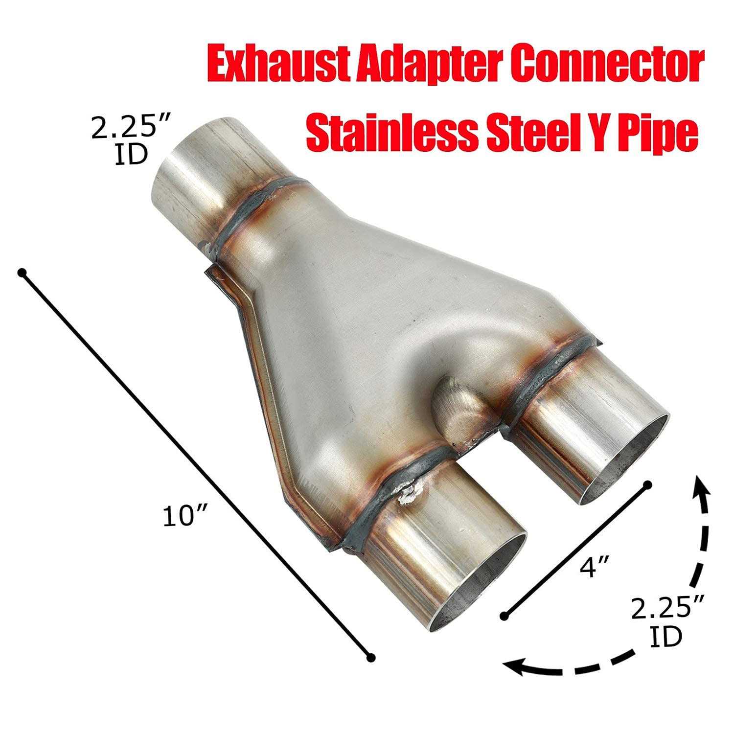 LucaSng T409 Stainless Steel Y Pipe 2.5 Single Dual Exhaust Adapter Connector,Overall Length - Image 4