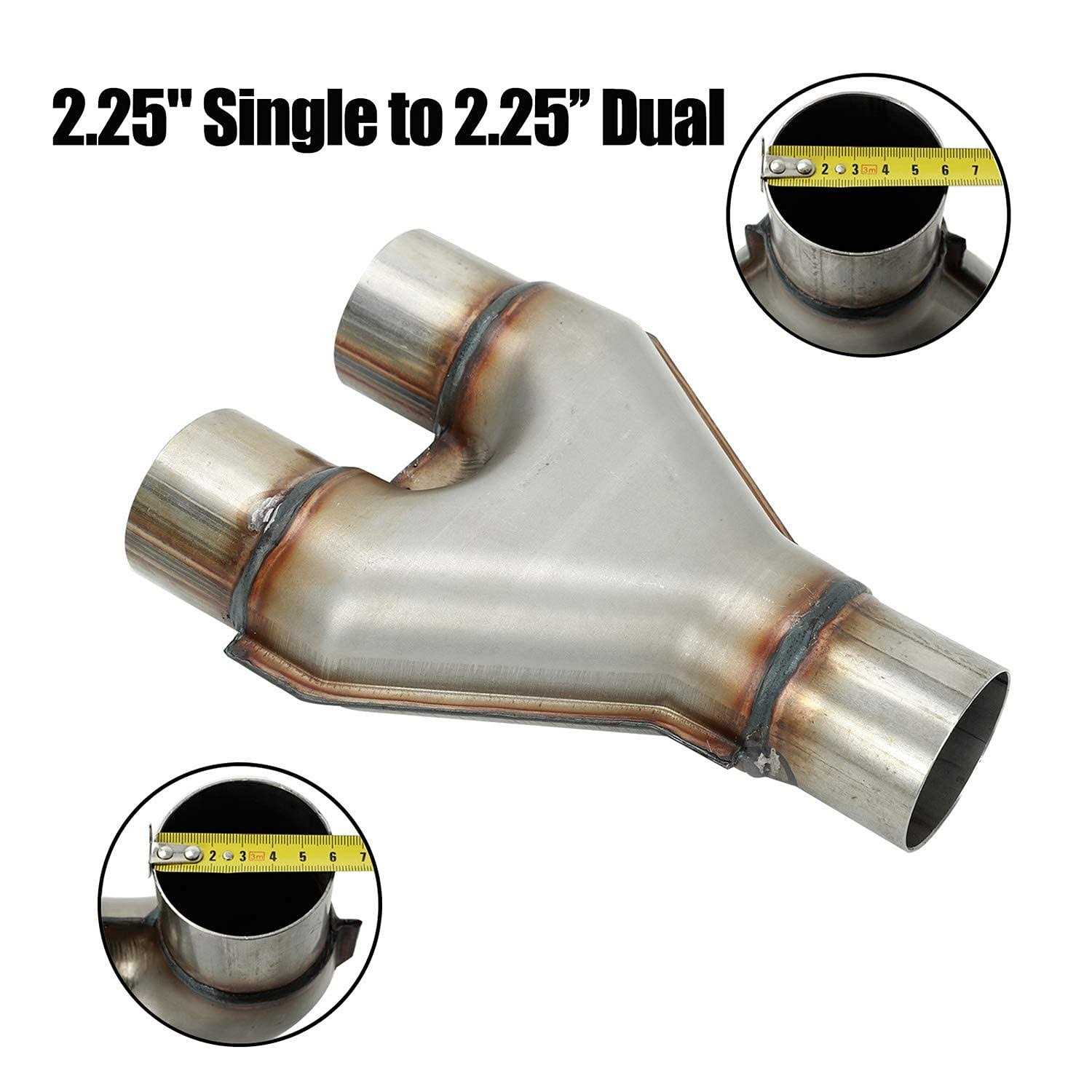 LucaSng T409 Stainless Steel Y Pipe 2.5 Single Dual Exhaust Adapter Connector,Overall Length - Image 5