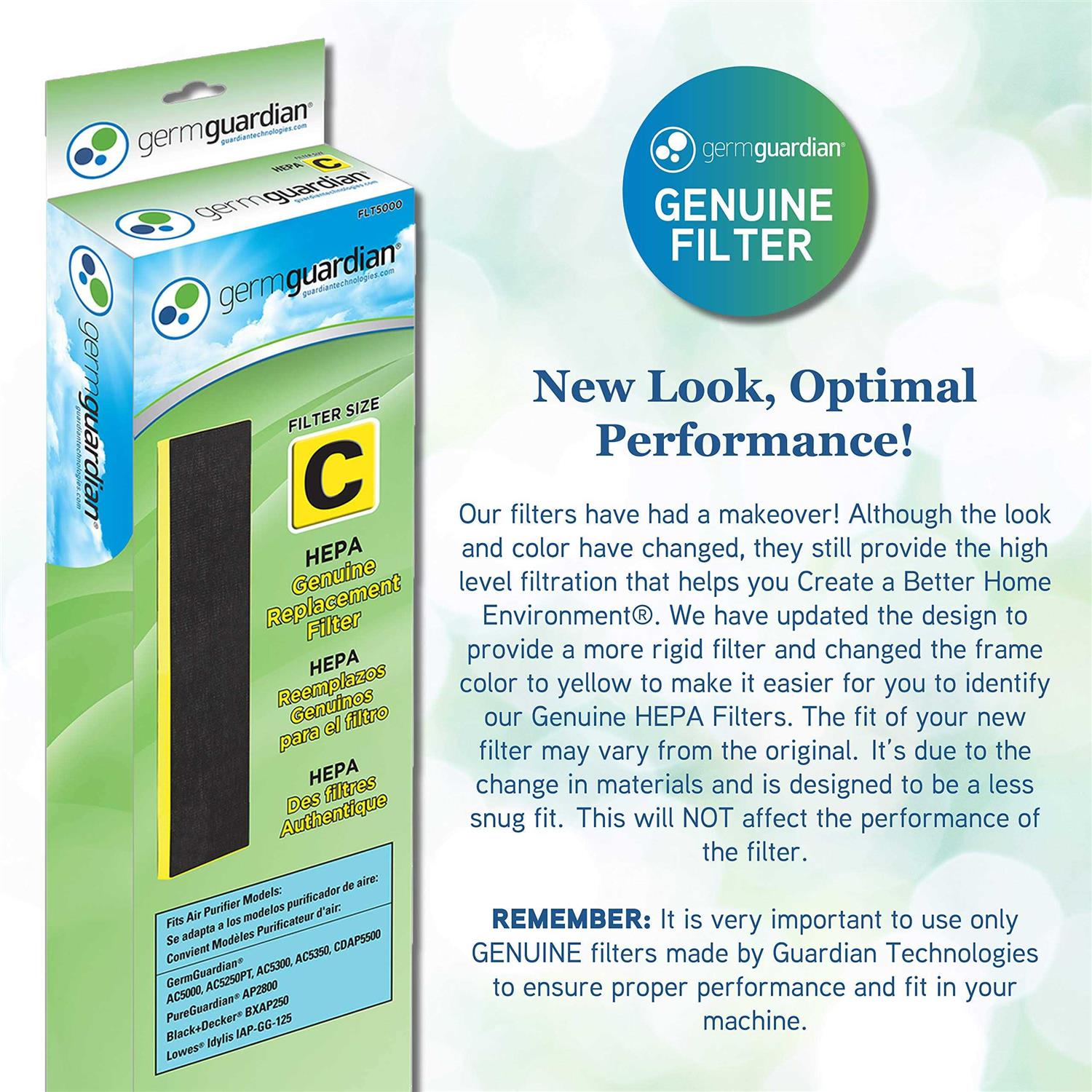 GermGuardian Air Purifier Filter FLT5000 Genuine HEPA Replacement Filter C for AC5000 - Image 4