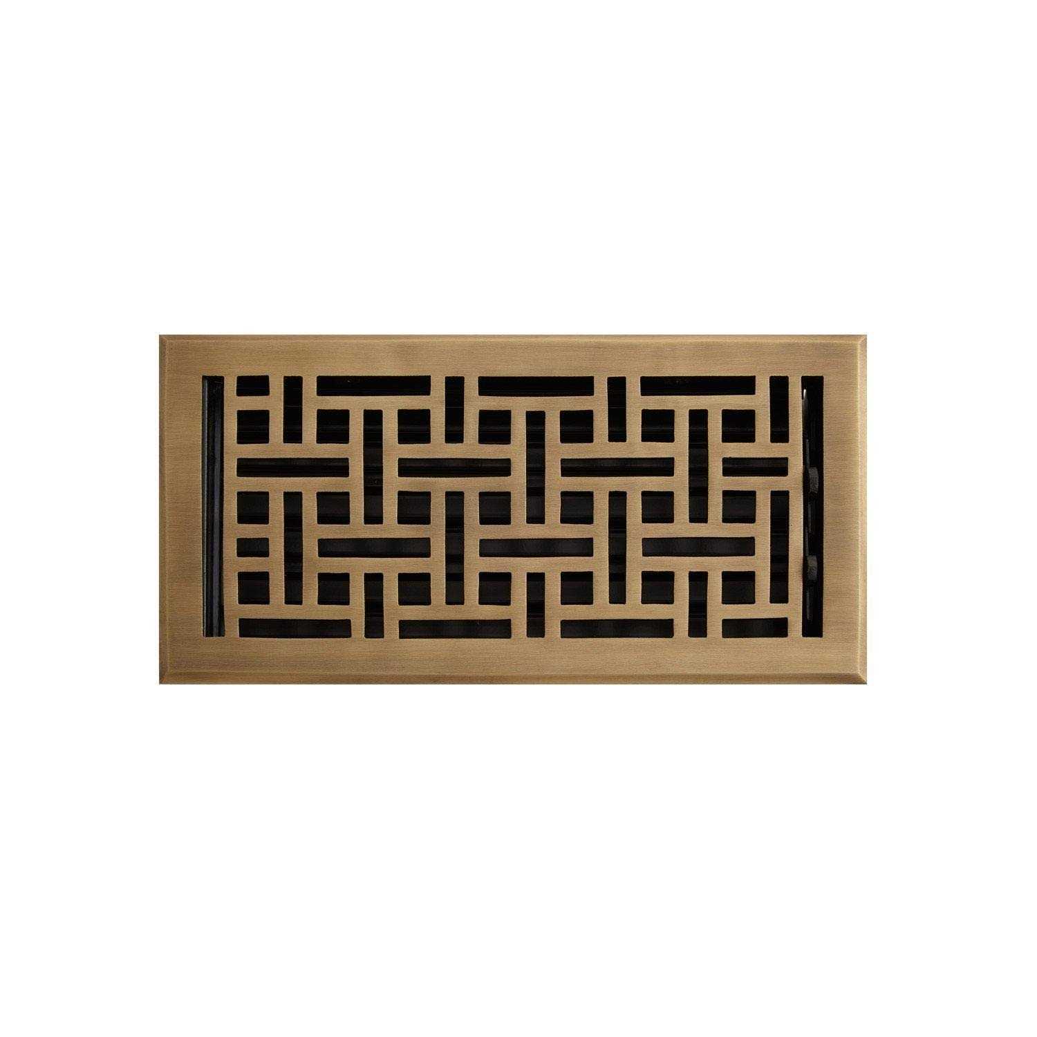 Signature Hardware Wicker Style Brass Floor Register - Image 3