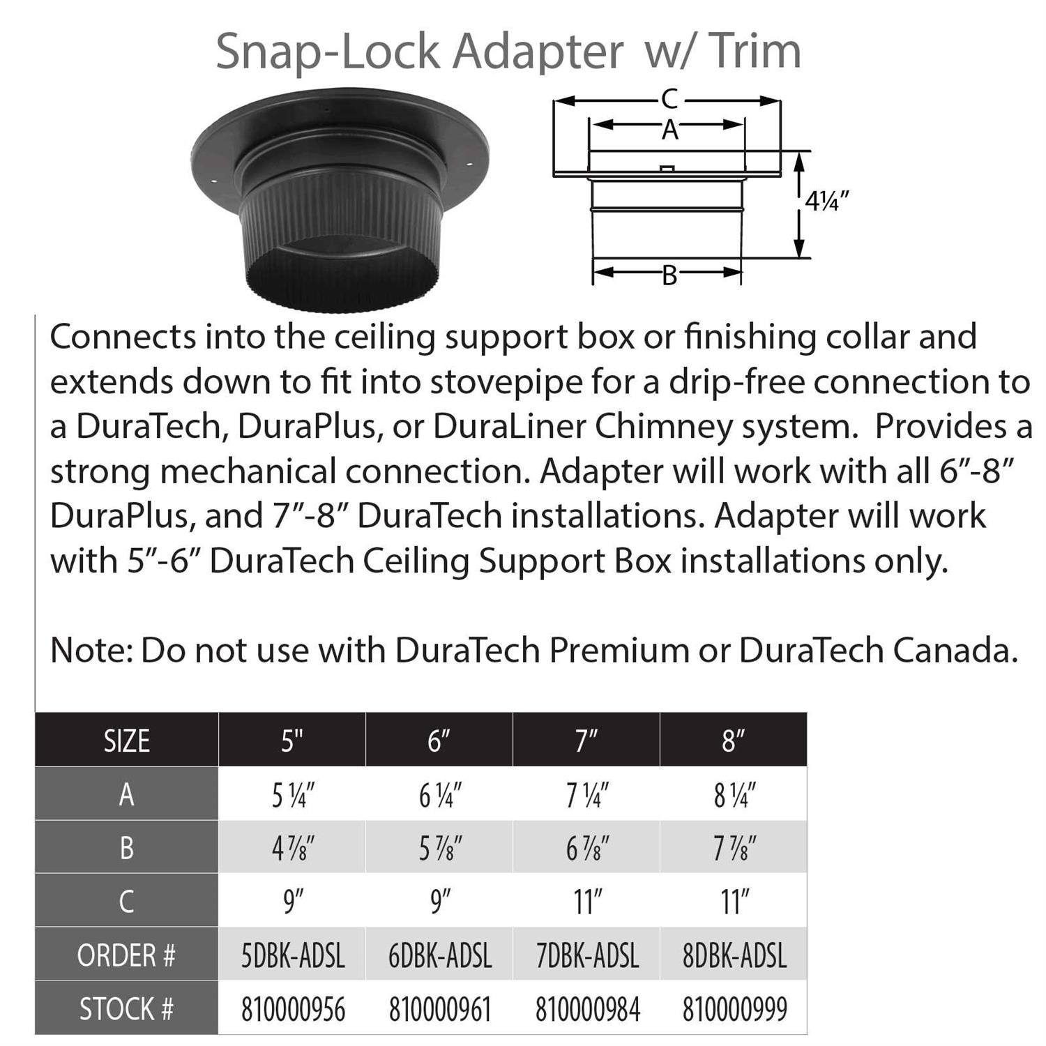 DuraVent DuraBlack Snap-Lock Adapter with Trim 6DBK-ADSL - Image 4
